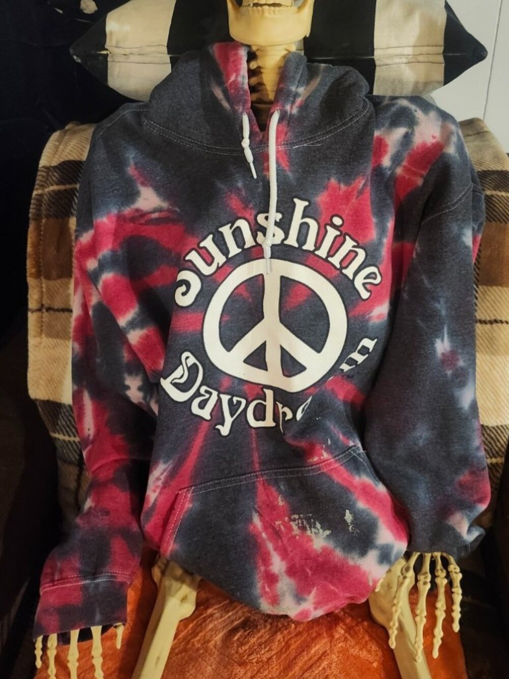 Sunshine Daydream Tie Dye Peace Hoodie Large